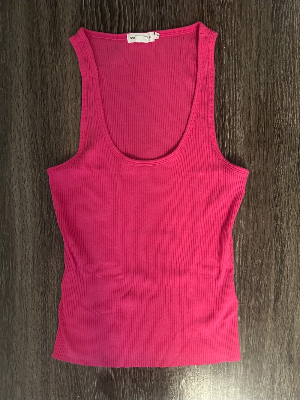 Good American Hot Pink Ribbed Tank